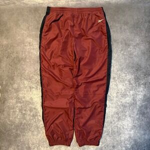 Vintage Reebok Mens XL Track Pants‎ Burgundy Black Windbreaker Athletic Joggers